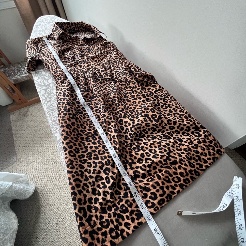 Talbots Leopard Print Cotton Dress with Concealed Side Zip and Pockets - Picture 5 of 8